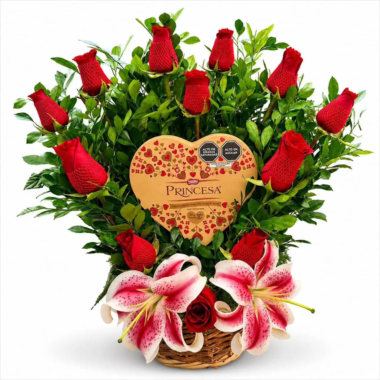 rosas rojas y chocolates para regalo romántico delivery de flores en Lima
